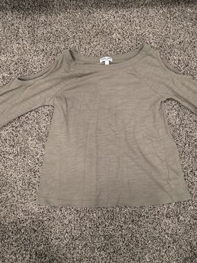 Splendid Olive Green Cold-Shoulder Long Sleeve Tee